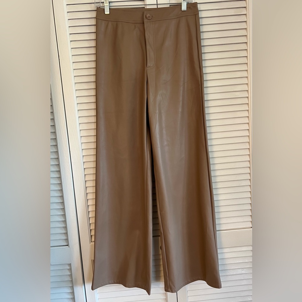 Stylish Tan “Vegan Leather” Pants